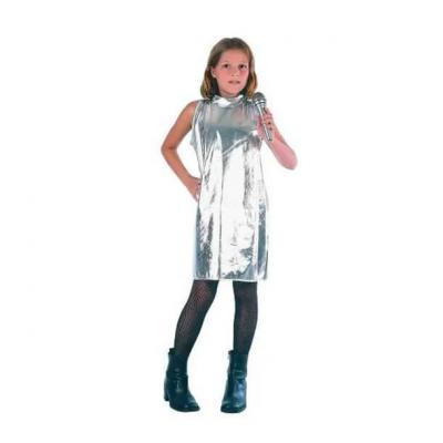 Deguisement costume fille robe disco argent