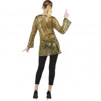 Deguisement disco tunique dore or sequins taille sm