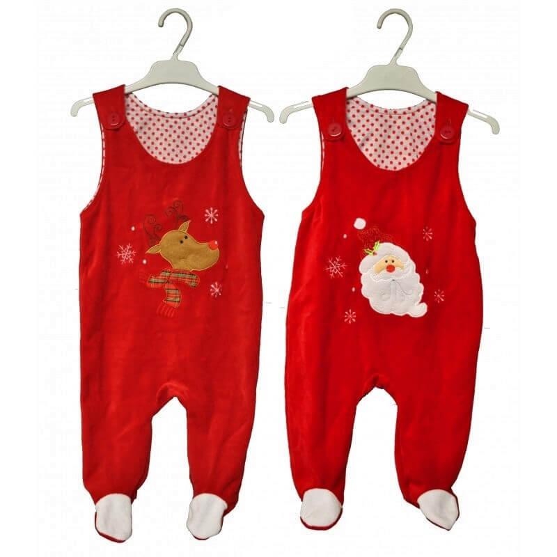 Deguisement grenouillere de noel en velours bebe 6 a 9 mois