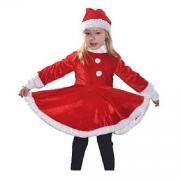 1 Costume fille 4 ans en mère Noël rouge et blanc en velours REF/NEUT1412