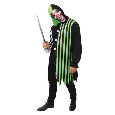 Deguisement pas de calais costume halloween homme adulte clown arlequin vert noir