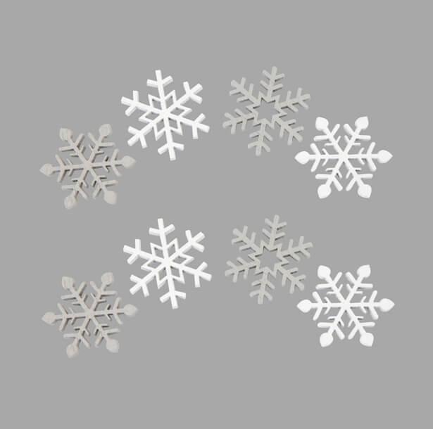 Dek0162 confettis de table en bois flocon argent et blanc