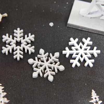 Confettis de table Noël en bois flocon argent et blanc de 2.8cm (x9) REF/DEK0162