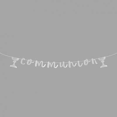 Dek0268 guirlande lettre communion calice argent metallique