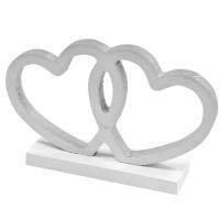 Dek0276 centre de table mariage st valentin coeur blanc et argent en bois