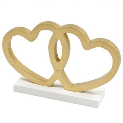 1 Centre de table coeur blanc et doré or métallique REF/DEK0276 Mariage/St Valentin
