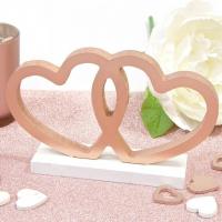 Dek0276 decoration de table mariage st valentin coeur blanc et rose gold en bois