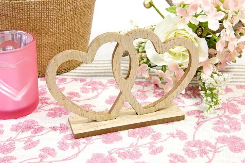 Dek0276 decoration de table mariage st valentin coeur naturel en bois