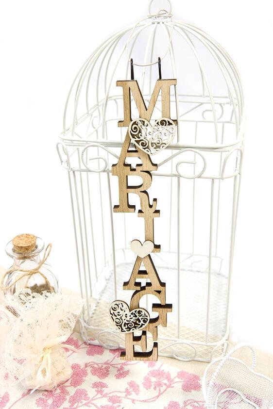 Dek0327 decoration en bois a suspendre lettre mariage