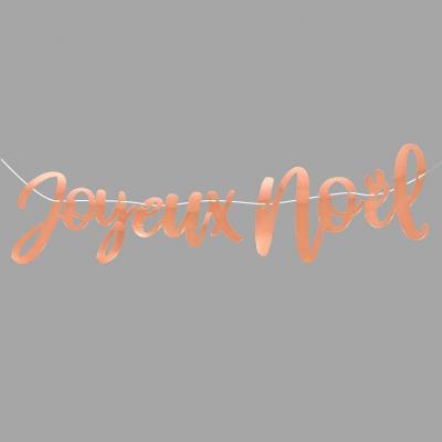 Dek0356 guirlande lettre joyeux noel rose gold metallique