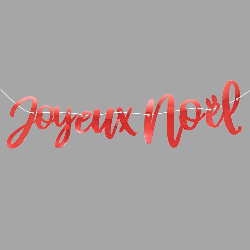 Guirlande lettre Joyeux Noël rouge métallique REF/DEK0356