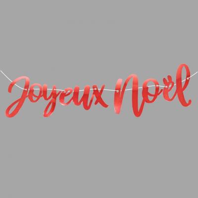 1 Guirlande lettre Joyeux Noël rouge métallique de 2m REF/DEK0356