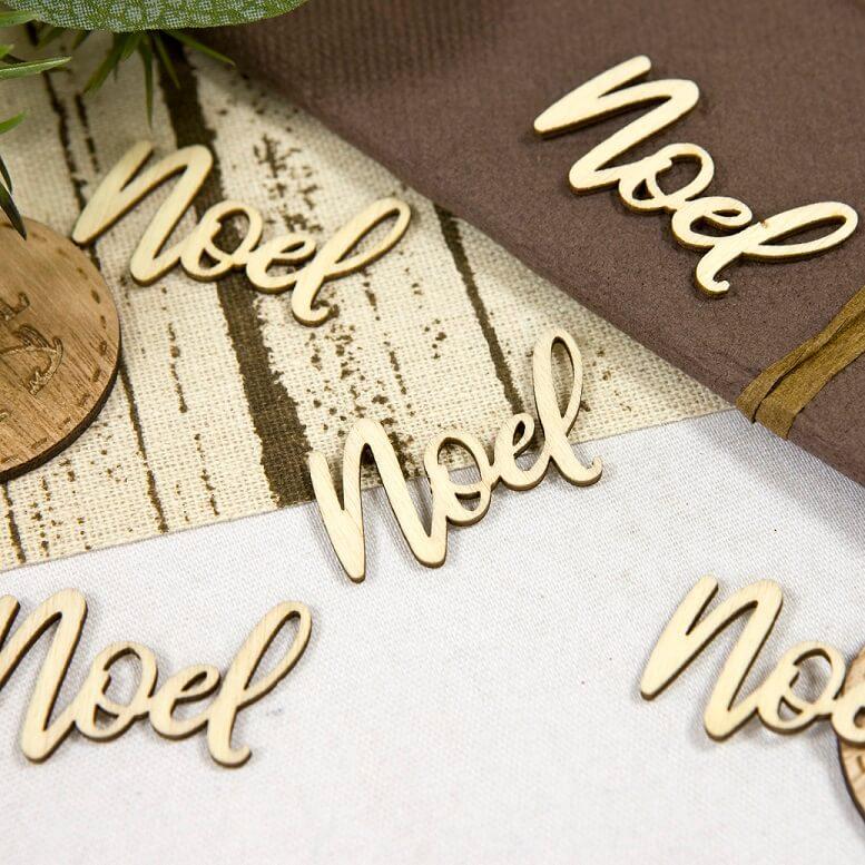 Dek0372 decoration de table confettis lettre de noel bois naturel