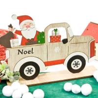 Dek0442 decoration en bois pere noel en camionnette avec des cadeaux