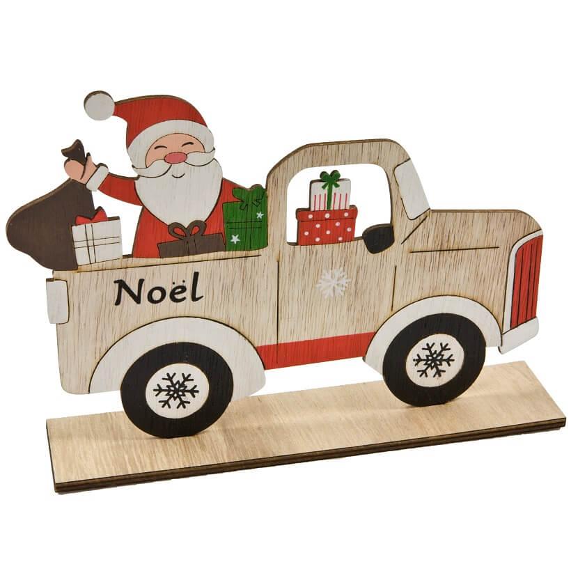 Dek0442 decoration pere noel en camionnette avec des cadeaux