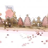 Dek0445 decoration village noel rose et naturel champetre