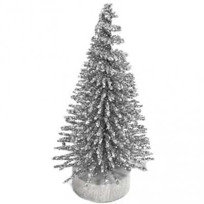 3 Mini sapins décoratifs de Noël en argent de 6cm REF/DEK0466