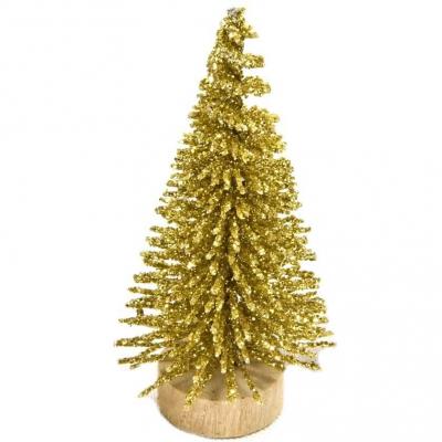 3 Mini sapins décoratifs de Noël en doré or de 6cm REF/DEK0466