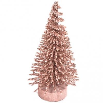 3 Mini sapins décoratifs de Noël en rose gold de 6cm REF/DEK0466