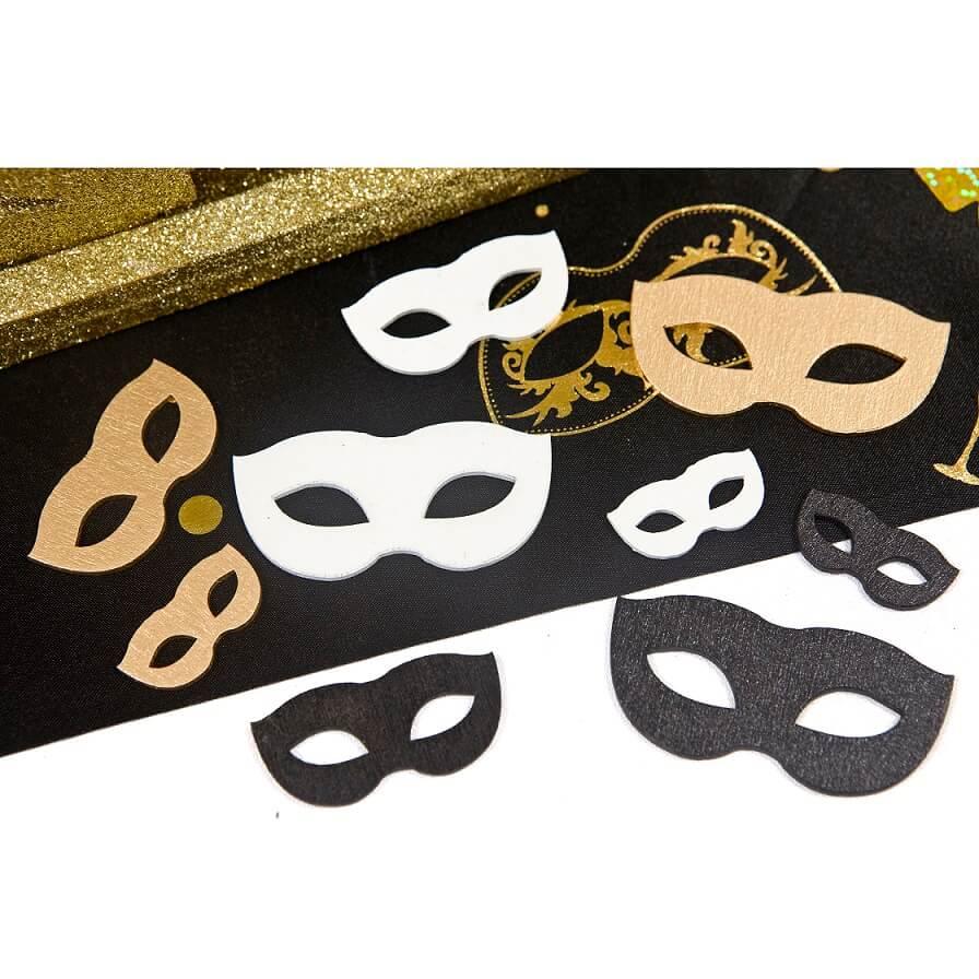 Dek0492 decoration de table masque en bois dore or blanc et noir nouvel an carnaval