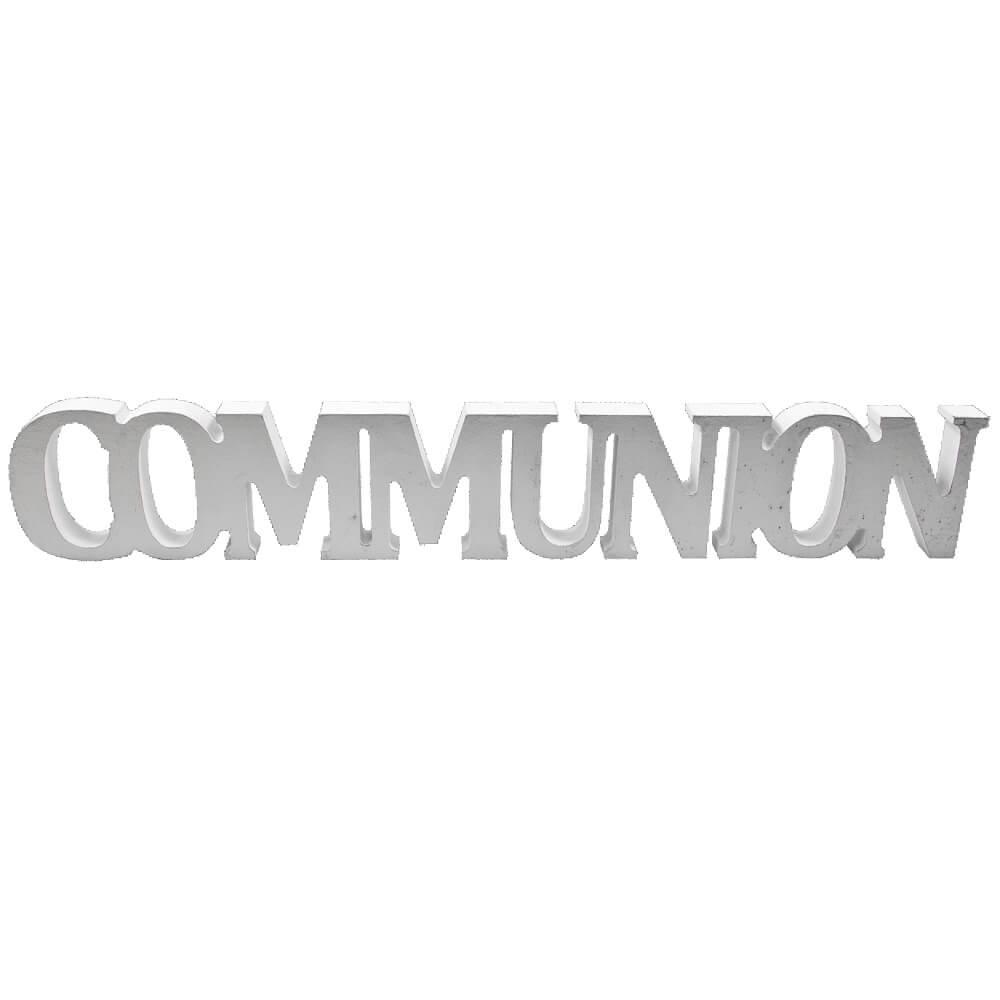 Dek0508 centre de table lettre bois communion blanc et argent