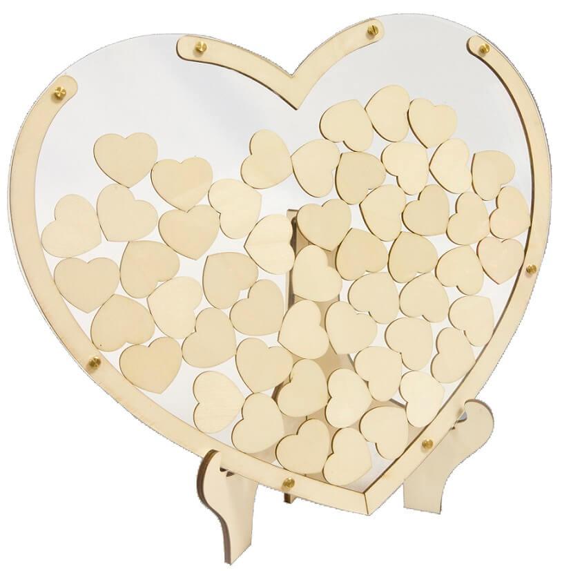 Dek0512 grand coeur livre d or bois sur socle