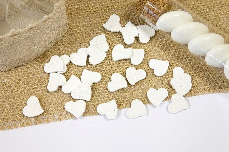 Dek0608 decoration confettis de table coeur blanc en bois a parsemer