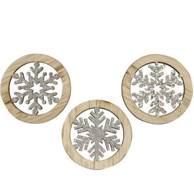 Dek0628 naturel argent flocons en bois