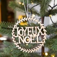 Dek0630 suspension joyeux noel bois decoration sapin fenetre porte