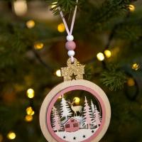 Dek0636 decoration sapins suspension rose village de noel