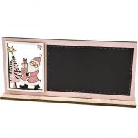 Dek0641 decoration ardoise menu scene noel rose naturel en bois