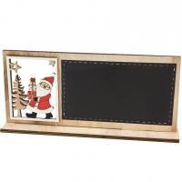 Dek0641 decoration centre de table ardoise pere noel en bois