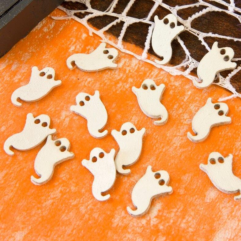 Dek0667 decoration de table halloween fantome confettis bois