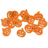 Dek0668 decoration table halloween confettis bois citrouille orange