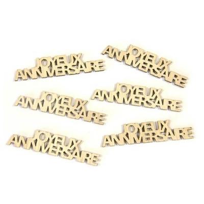Dek0672 decoration de table a parsemer lettre joyeux anniversaire naturel bois