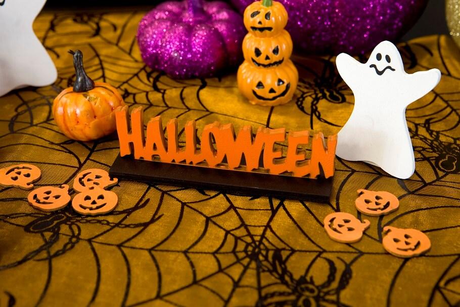 Dek0765 decoration de table halloween lettre en bois orange noir