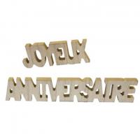 Dek0784 centre de table lettre bois joyeux anniversaire