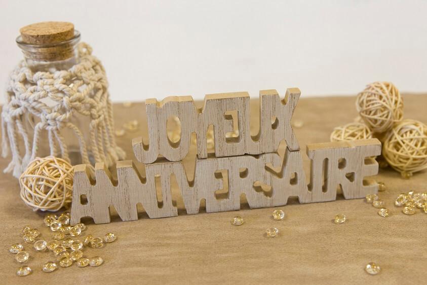 Dek0784 decoration centre de table lettre bois joyeux anniversaire