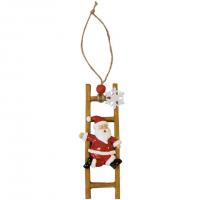 Dek0798 suspension decoration pere noel sur echelle en bois