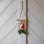 1 Suspension décorative sapin, jute, flocon de neige avec père Noël REF/DEK0800