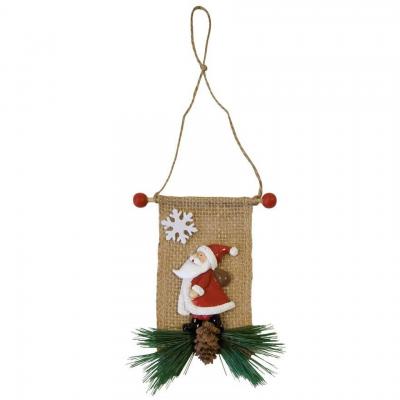 Dek0800 suspension d un pere noel avec jute et sapin