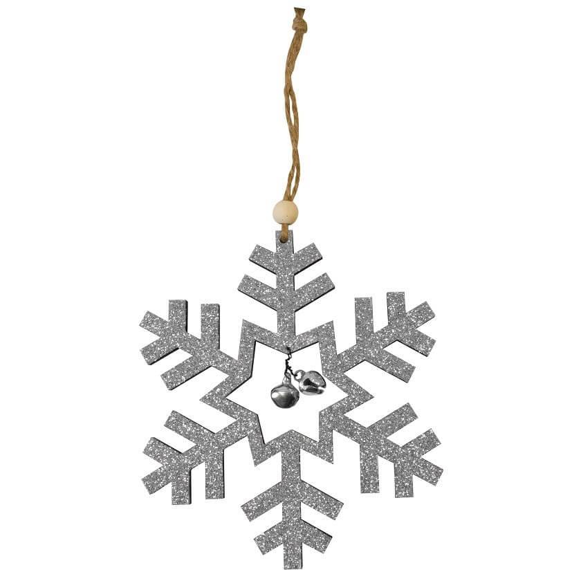Dek0856 decoration de noel avec suspension flocon de neige argent paillete
