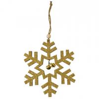 Dek0856 decoration de noel avec suspension flocon de neige dore or paillete