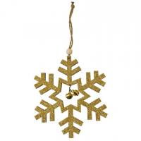Dek0856 decoration de noel avec suspension flocon de neige dore or paillete