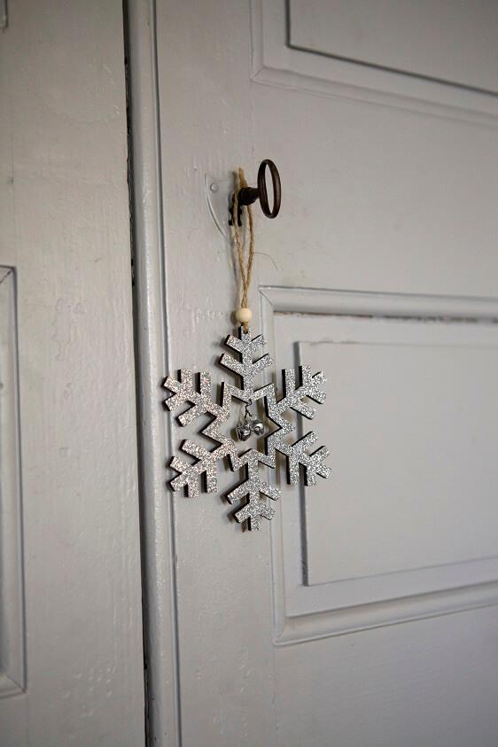 Dek0856 decoration de noel suspension flocon de neige argent paillete