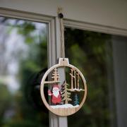 1 Boule de Noël en bois à suspendre REF/DEK0870 Idéal décoration fenêtre, porte, sapin...