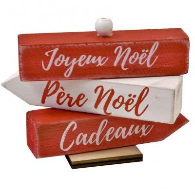 1 Décoration de Noël en poteau indicateur en bois 3 directions REF/DEK0899