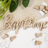 Dek0948 lettre bapteme bois pour decoration de table