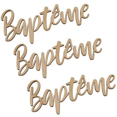 4 Lettres en bois Baptême pour décoration de table à parsemer REF/DEK0948
