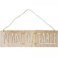 Dek0952 decoration a suspendre pancarte plan de table en bois
